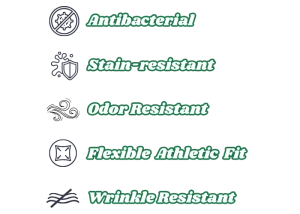 Antibacterial Bamboo Fabric, stain-resistant Fibers, Naturally reduces odors, Flexible Athletic Fit, Wrinkle-Free Traveler Shirt