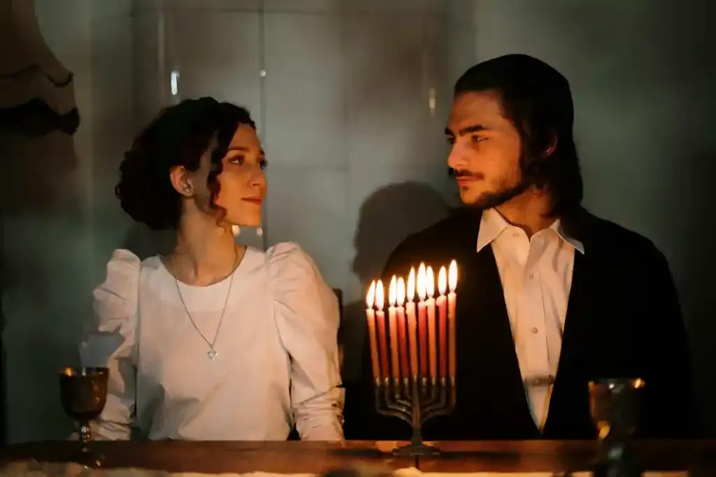 couple on romantic valentines day dinner